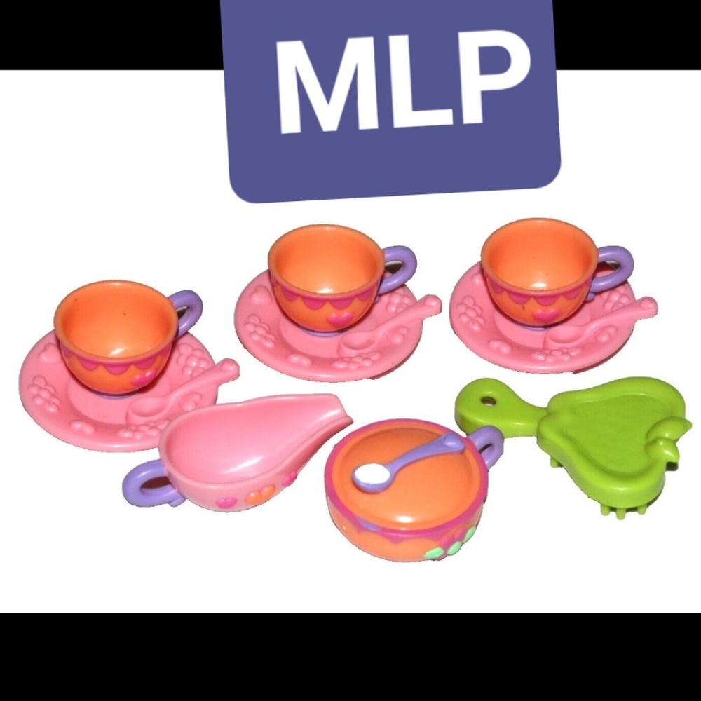 My Little Pony MLP G3 TEA PARTY cups saucers brush cream sugar lot _ 9PC